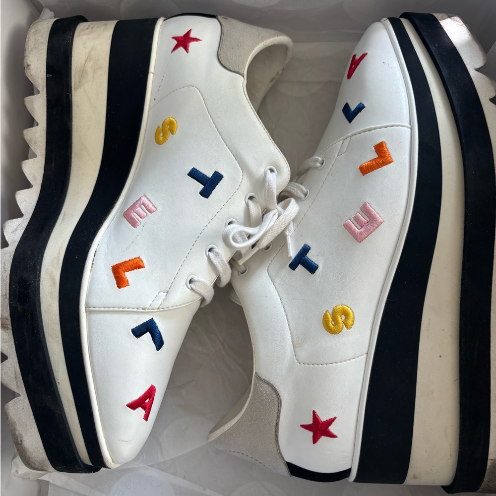 Stella McCartney White Sneakers with Colorful Embroidery